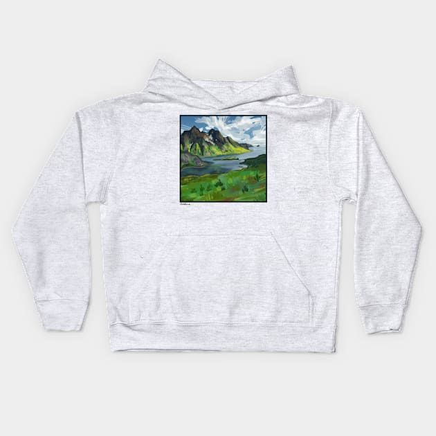 Mountainscape Kids Hoodie by greenishsapphire